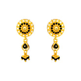 22K Gold Black Beaded Dangling Earrings